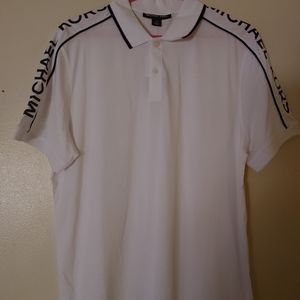 Michel Kors medium sized white polo with black lettering
